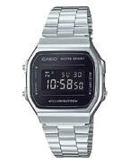 Reloj Casio Vintage Iconic A168WEM-1EF - Plateado, Esfera azul digital, calendario y alarma