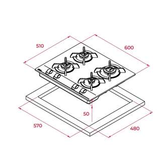 ENCIM. TEKA GBC64000KB 4 NAT 112580006 CRISTAL GAS