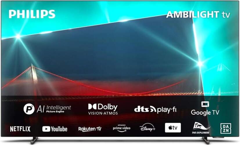 TV 55" Philips 55OLED718/12 - 4K 120Hz, Google TV, Ambilight, Dolby Vision/Atmos 40W, DTS Play-Fi