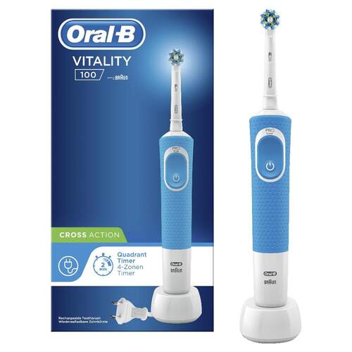 Cepillo dental Oral-B D100 Vitality Cross Action Azul - Recambio, Temporizador