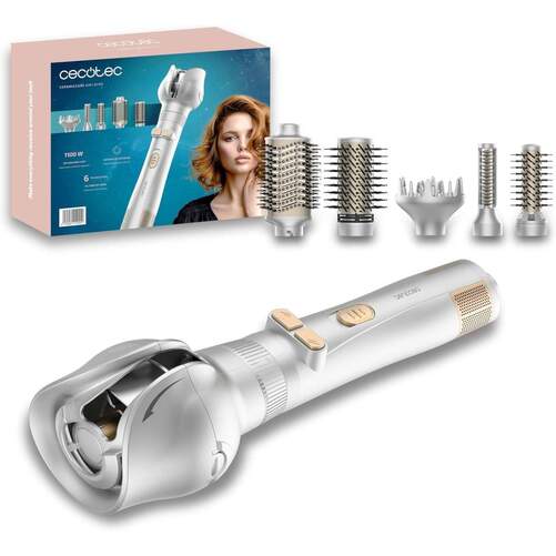 Cepillo Alisador Cecotec CeramicCare - 6 Cabezales, 6 en 1, 1100 W, Gris