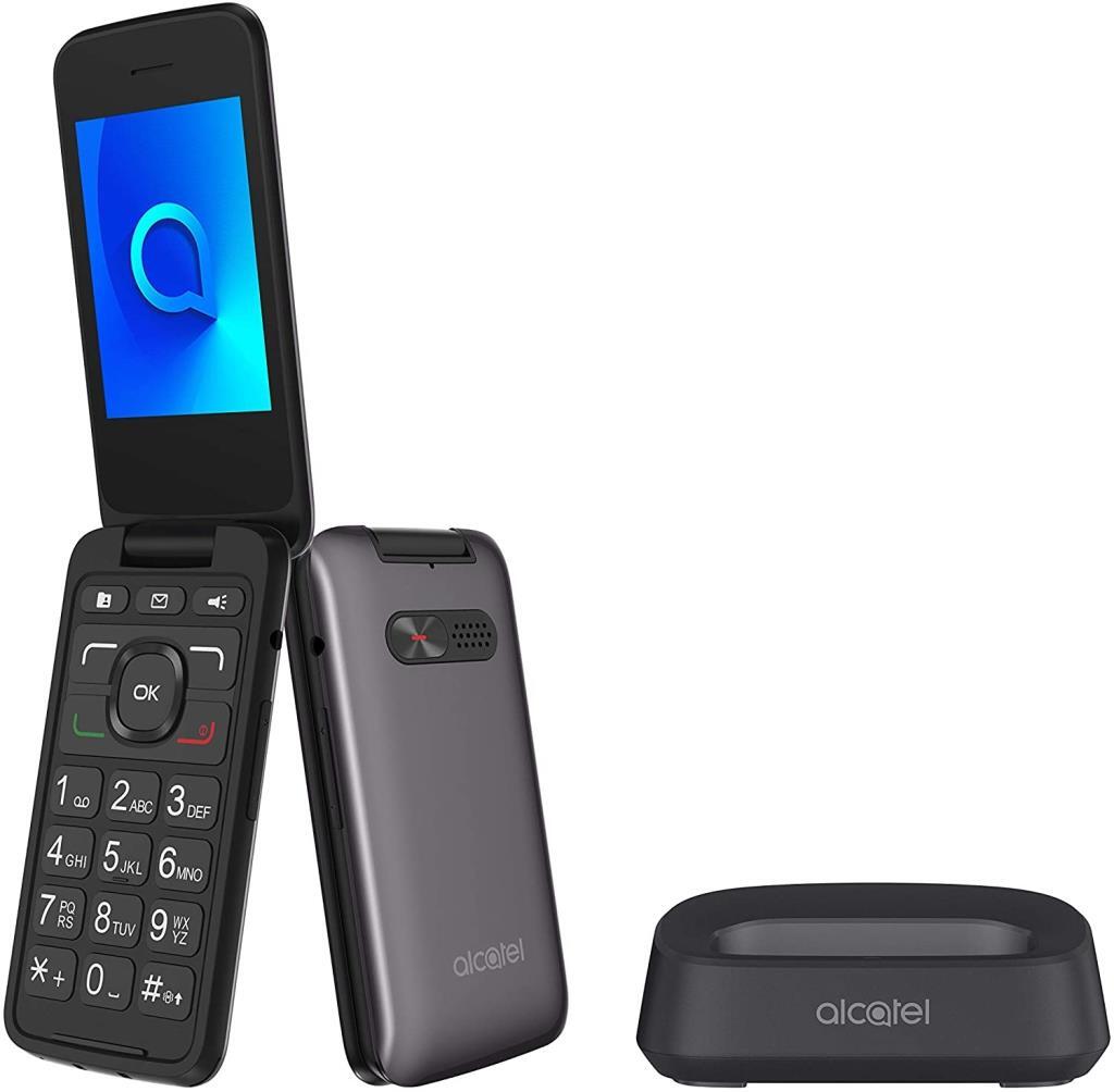 Teléfono Alcatel 3026 Gris Metálico - Botón SOS, Cámara 2 Megapíxeles