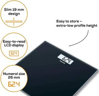 BASCULA BEURER GS10 DIGITAL VIDRIO NEGRA 180K