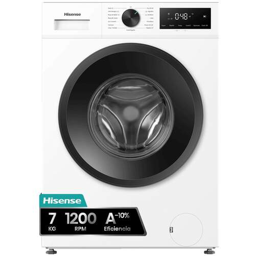 Lavadora Hisense WF1I7022BWJ - Clase A-10%, 7 Kg, 1200 rpm, 72 dB, Blanco