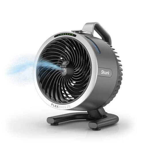 Ventilador portátil de sobremesa Shark FA050EU - Con nebulizador, Batería recargable, IPX5, Gris