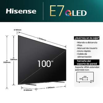 TV HISENSE 100%%%quot; 100E7NQ UHD QLED SMART TV 120HZ