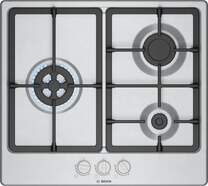 Placa de gas Bosch PGC6B5K90 - 3 fuegos, 60 cm, Gas natural, sistema GasStop