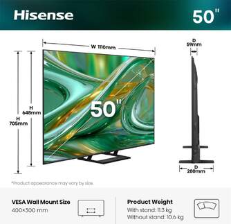 TV HISENSE 50%%%quot; 50E8S UHD MINILED SMART TV 144HZ