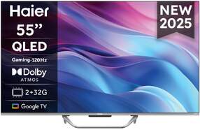 TV Haier 55" QLED H55Q80FUX - 4K Ultra HD, Google TV, Peana central, Dolby Atmos 49W, HDR10+