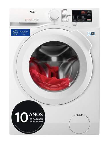 Lavadora AEG L6FBI147P Prosense - 10kg, Clase A, 1400rpm, Inverter, Modo Vapor Antialergias, Blanca