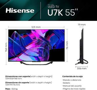 TV HISENSE 55%%%quot; 55U7KQ UHD MINILED ULED QLED 144HZ