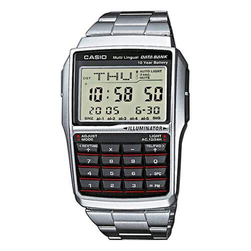 Reloj Casio Vintage Edgy DBC-32D-1AES - Reloj con calculadora, resistente al agua, hora doble