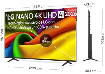 TV LG 75%%%quot; 75NU8E0B3LA UHD NANO A7 WEBOS26 HDR10PRO