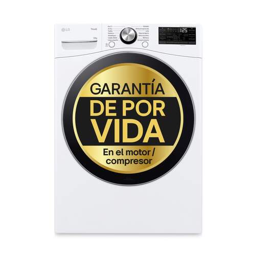 Secadora Bomba de Calor LG RH18U8AVCW - 18 kg, Clase D, 14 Programas, Inverter, Blanco