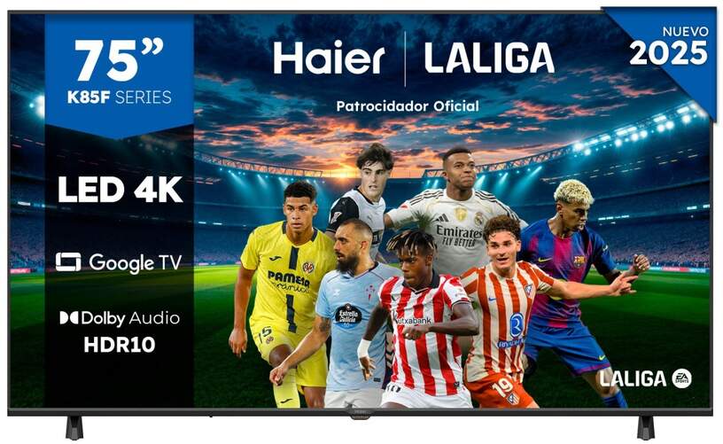 TV Haier 75" LED H75K85FUX - 4K Ultra HD, Google TV, Dolby Digital 20W, HDR10