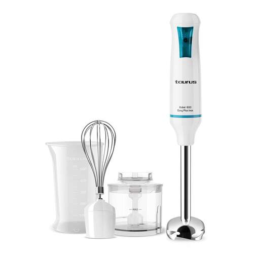 Batidora Mano Taurus Robot 600 Easy Plus Inox - 600W, 1 Velocidad, Con Accesorios, Acero Inox