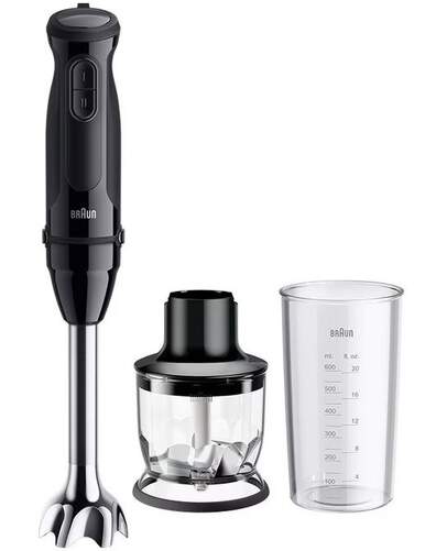 Batidora Braun MQ30201MBK - 900 W, brazo flexible, 600 ml, 2 Accesorios, apto lavavajillas, negro
