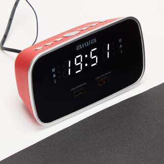 RADIO RELOJ AIWA CRU19RD FM ALARMA DUAL DOBLE USB