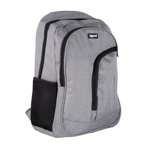 Mochila PC Iggual IGG319147 - Port&aacute;tiles hasta 15,3", 3 cremalleras, bolsillo lateral, gris