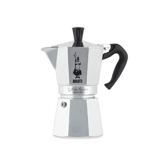 Cafetera Italiana Bialetti Moka Express - Aluminio, 6 Tazas, Inox, Negro
