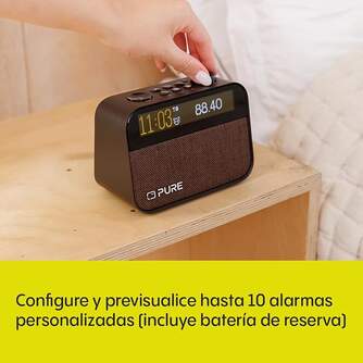 RELOJ DESPERTADOR PURE MOMENT BLACK BT LUZ NOCT