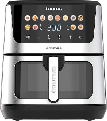 Freidora Aire Taurus Air Fry 360XL 2 Resten - 8 L, 12 Programas, 2100 W, Negro, Inox