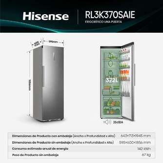 FRI. HISENSE RL3K370SAIE 186x60 1P NF INOX KFIT