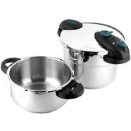 Olla a Presión Rápida Fagor Future - 6+4 litros, Inox, Negro