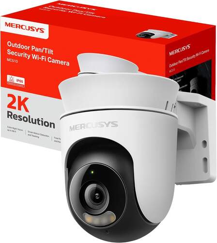 C&aacute;mara de seguridad Mercusys MC510 - Wi-Fi 360&ordm; para exteriores, 2K QHD, visi&oacute;n nocturna