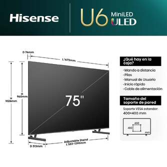 TV HISENSE 75%%%quot; 75U6NQ UHD MINILED ULED QLED