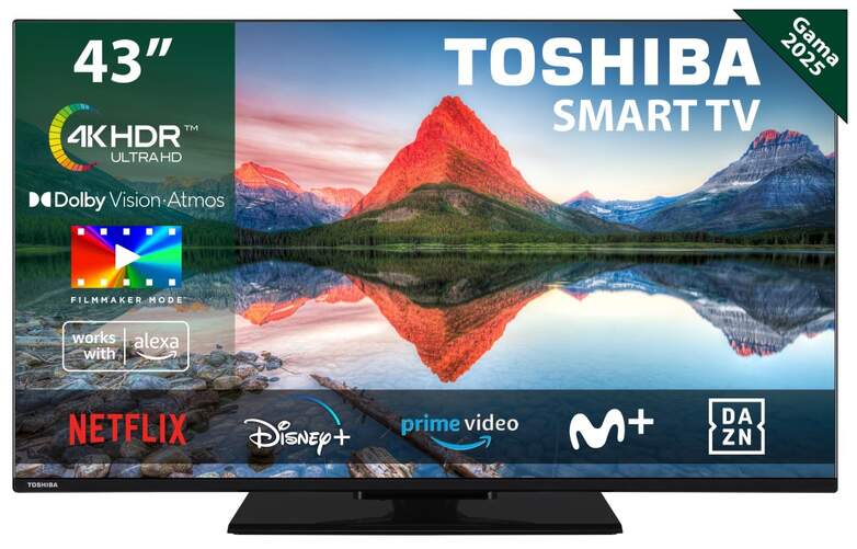 TV Toshiba 43" 43UV3463DG - 4K Ultra HD, Smart TV VIDAA, Peana central, 16 W