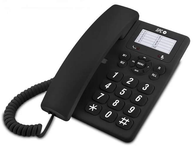 Tel&eacute;fono de sobremesa SPC 3602N Negro - Teclas grandes, 3 memorias directas, timbre 84dB