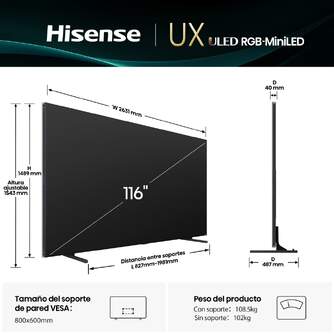 TV HISENSE 116%%%quot; 116UXQ UHD RGBMINILED SMARTTV 165H