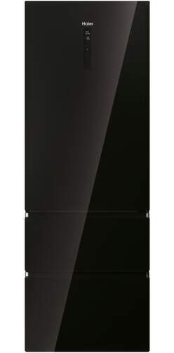 Frigor&iacute;fico Combi Haier HTW7720DNGB - 200 x 70 cm, 3 puertas, No Frost, Cristal Negro