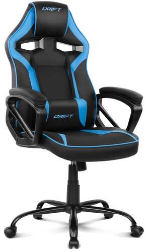 Silla Gaming Drift DR50BL - Especial para videojuegos, Asiento acolchado, Reposabrazos, Negro, Azul