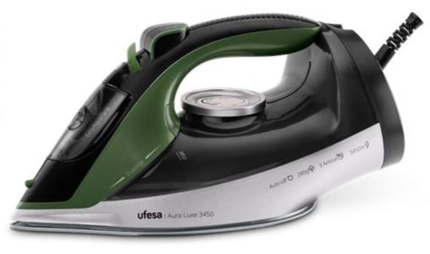 Plancha Ufesa Aura Luxe - 3450W, apagado autom&aacute;tico, 55g/min de vapor continuo, golpe vapor 280g/min
