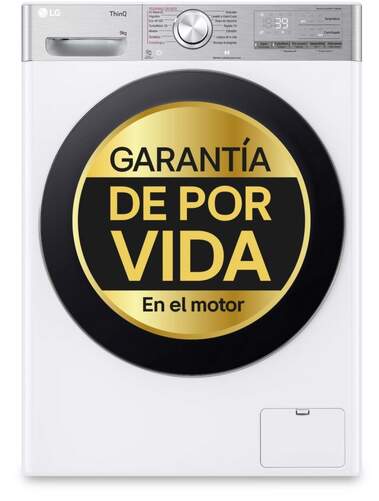 Lavadora LG F4WR9009A2W - 9 kg, 1400 rpm, Steam+, Wi-Fi, Blanco, Clase A-40%