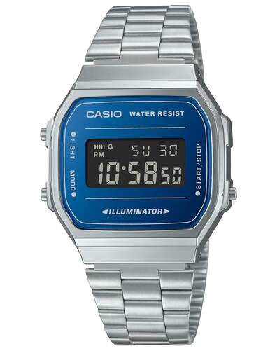 Reloj Casio Vintage A168WEM-2BEF - Iluminación, cronómetro, alarma diaria, calendario, plateado