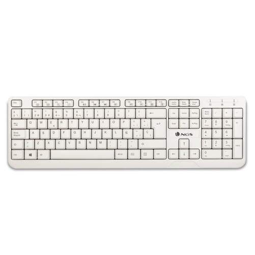 Teclado NGS Keyboard Spike Blanco - Cable USB, QWERTY, 105 teclas