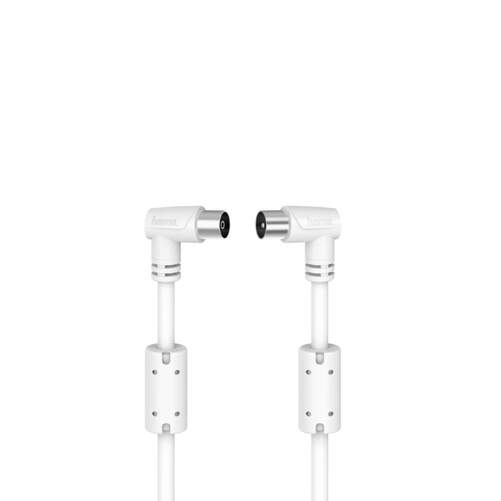 Cable Antena Hama 00205056 - 1,5 Metros, 90dB, 75 ohmios, Acodado, Blanco