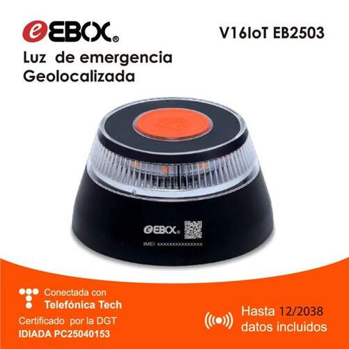 Baliza Geolocalizable Ebox V16 IoT DGT + Incluye Funda - Autonom&iacute;a de 6 horas, base magn&eacute;tica