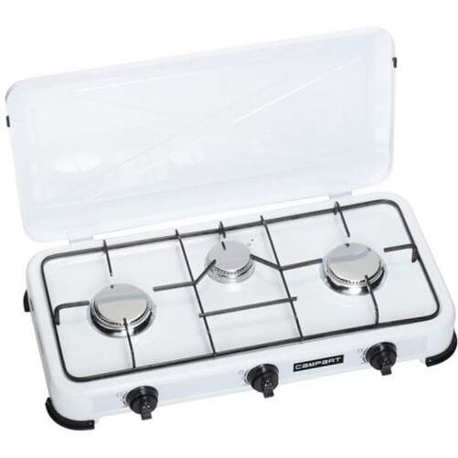 Hornillo de gas Tristar KO6383 - Butano, 3 fuegos, con tapa, blanco