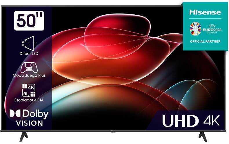 TV 50" Hisense 50A6K - 4K, Smart TV VIDAA, HDR10+, Dolby Vision, DTS:X, Modo Juego/Deportes