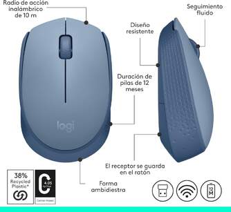 RATON LOGITECH M171 INALAMBRICO 910-004640 AZUL