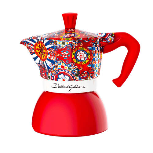 Cafetera Italiana Bialetti Dolce&Gabbana - 4 Tazas, Inducción, Rojo