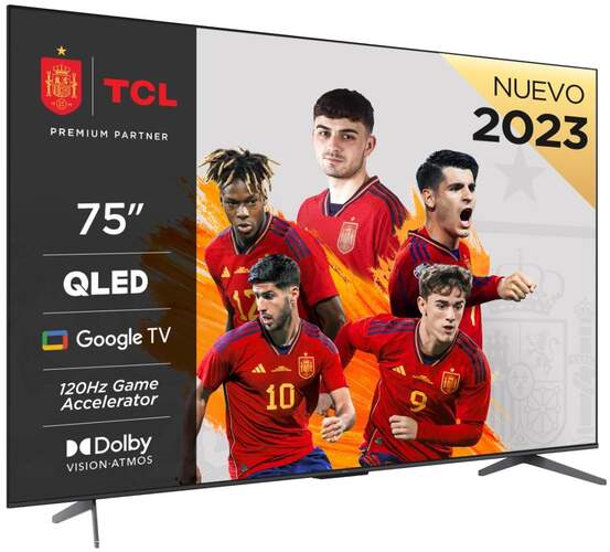 TV 75" QLED TCL 75C649 - 4K HDR Pro, Google TV, Dolby Vision/Atmos 30W, Game Master HDMI 2.1