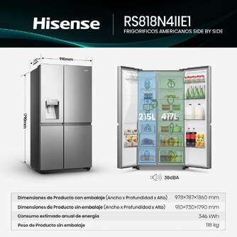 FRI. HISENSE RS818N4IIE1 179x91 NF INOX DISP DSP