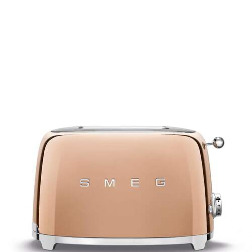 Tostador Smeg TSF01RGEU Dorado Rosa - 1500W, 2 Rebanadas, 6 Intensidades, Descongelar, Recalentar