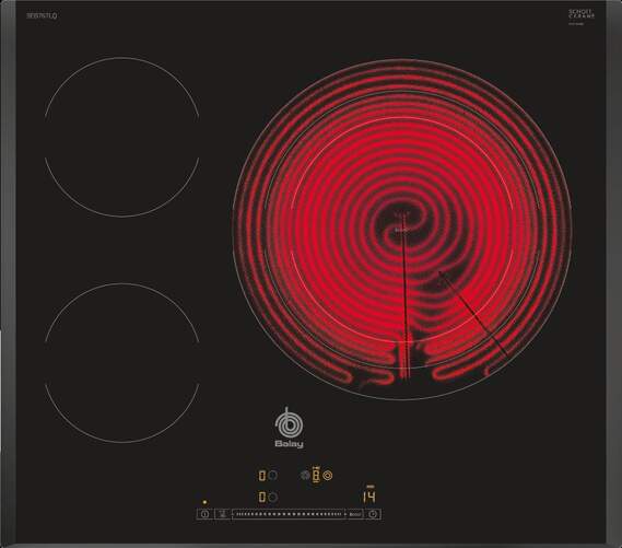 Placa Vitrocerámica Balay 3EB767LQ - 3 zonas (1 Gigante 32cm), Función memoria, Función Sprint