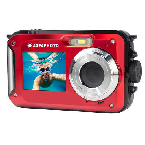 C&aacute;mara agfa WP8000 roja kit flotable + bater&iacute;a - dual screen, full HD video, 24 MP, 16X zoom digital